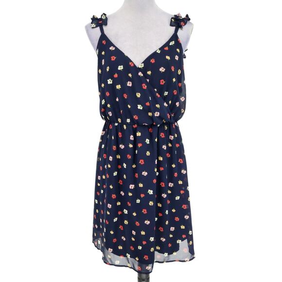 Madewell Dresses & Skirts - Madewell Dress Plus Size 18 Navy Blue Floral Chiffon Lined Ruffle Strap Sundress